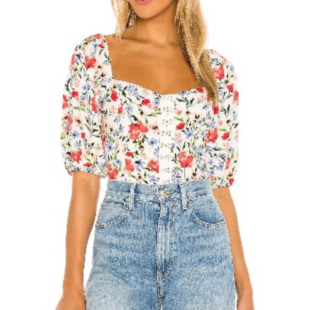 ASTR the Label Floral Puff Sleeve Blouse
